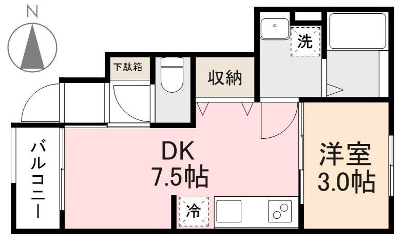 HYOーDORU茜町(1DK/1階)の間取り写真