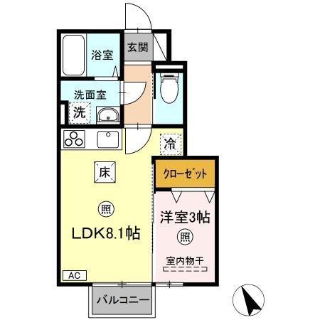 サンライズコーポF(1LDK/1階)の間取り写真