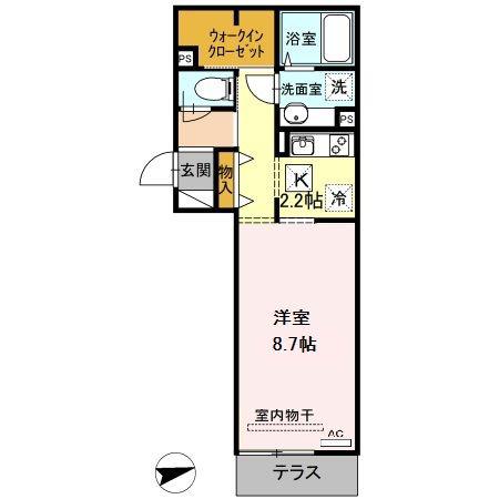 POLONIA KOKURA-KITA(1K/1階)の間取り写真