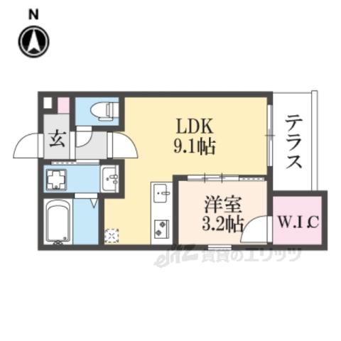 ACROMATICO城陽(1LDK/2階)の間取り写真