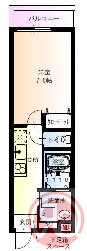 フジパレスあびこ駅東I番館(1K/2階)の間取り写真