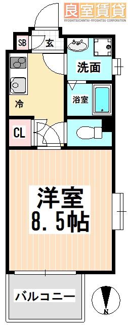 シュトラール千代田(1K/4階)の間取り写真