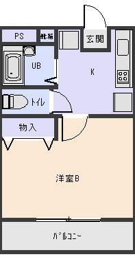 サニーコート岡大西(1K/2階)の間取り写真