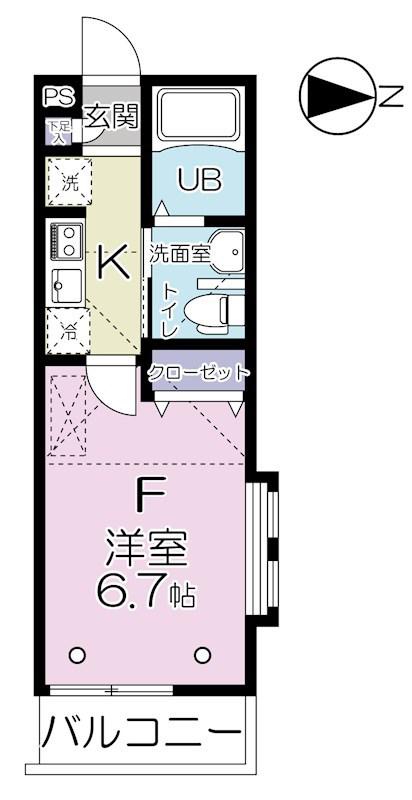 グランビル清水(1K/2階)の間取り写真