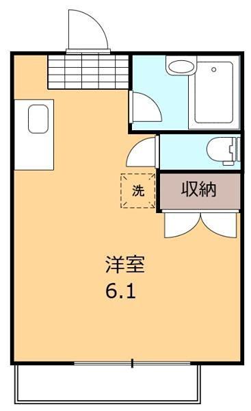 ハイツM・袖ヶ浦(ワンルーム/2階)の間取り写真