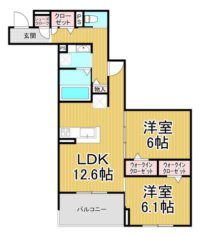 NIGAWA RESIDENCE2(2LDK/2階)の間取り写真