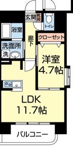 ジェラール光の森(1LDK/8階)の間取り写真