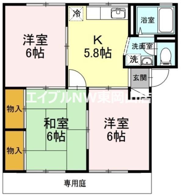 グリーンパーク洲崎A棟(3K/1階)の間取り写真