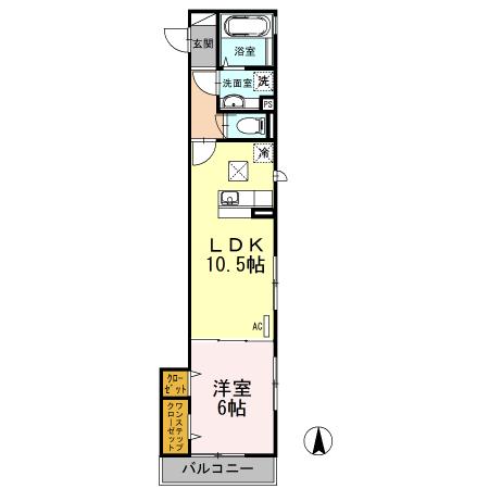 セジュール武蔵新城(1LDK/2階)の間取り写真