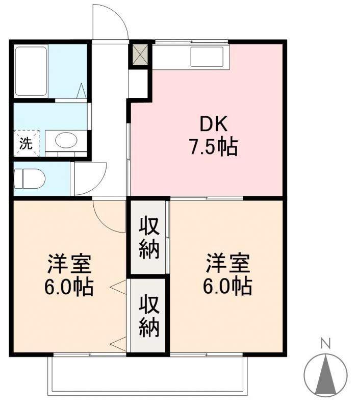エクセレントハイツ木太(2DK/2階)の間取り写真