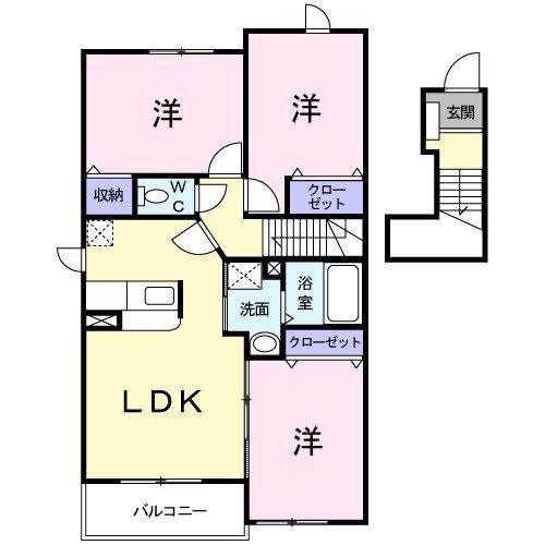 東武伊勢崎線 谷塚駅 徒歩15分 2階建 築18年(3LDK/2階)の間取り写真