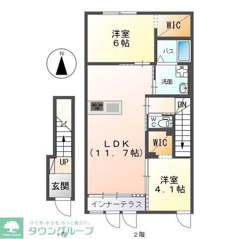 アジュール(2LDK/2階)の間取り写真