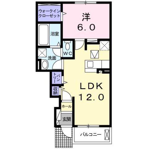 ホーリープレイス武雄 A(1LDK/1階)の間取り写真