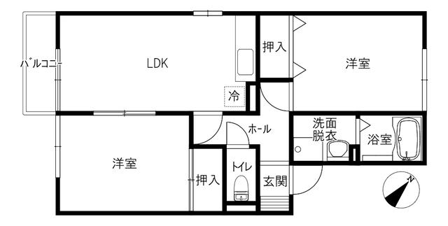 グリーンヒルズ(2LDK/2階)の間取り写真