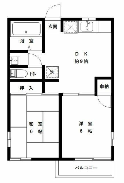 ベルメゾン(2DK/2階)の間取り写真