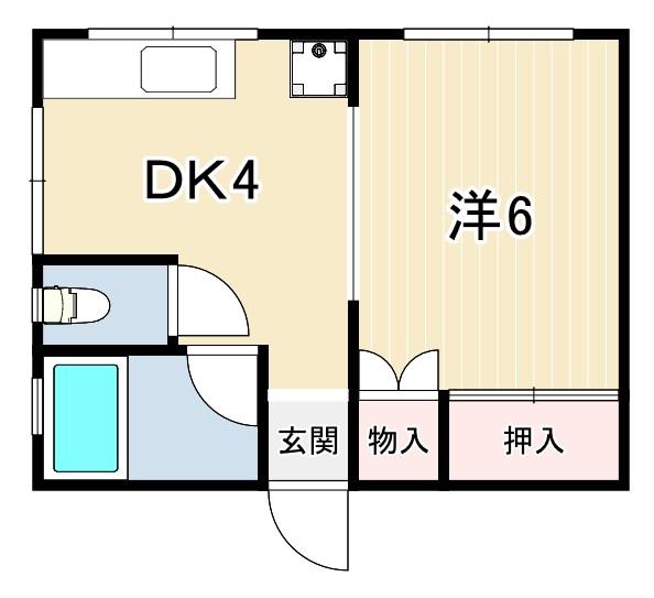 シエル中山手(1DK/1階)の間取り写真