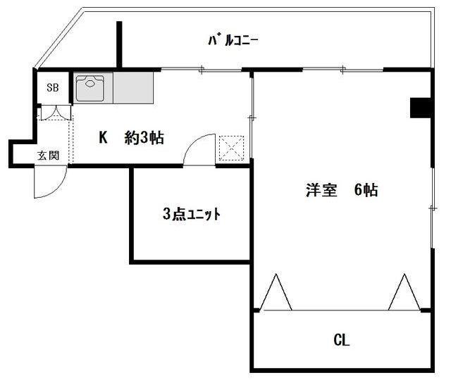 アローハイツ(1K/4階)の間取り写真