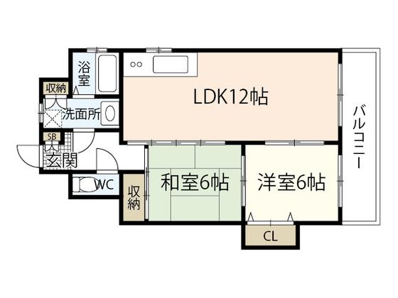 フィリアミナミ(2LDK/6階)の間取り写真
