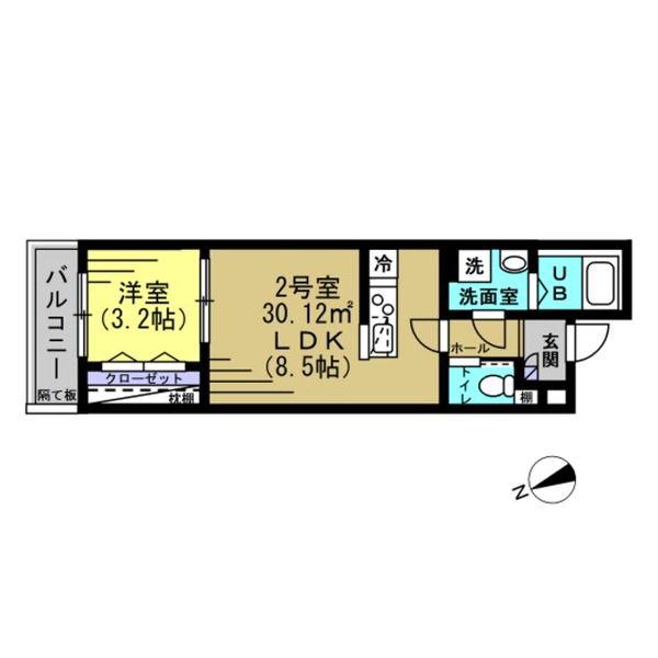 TOWNHOUSEV(1LDK/1階)の間取り写真