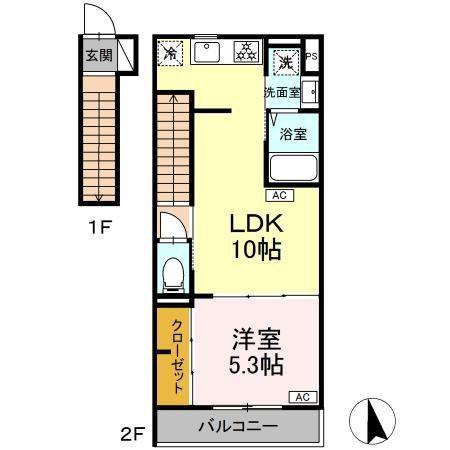グラナーデ成城学園前B(1LDK/2階)の間取り写真