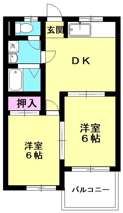 ヴィラ高橋(2DK/2階)の間取り写真