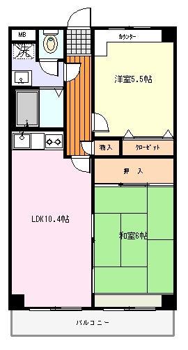 ファミール八柱(2LDK/3階)の間取り写真