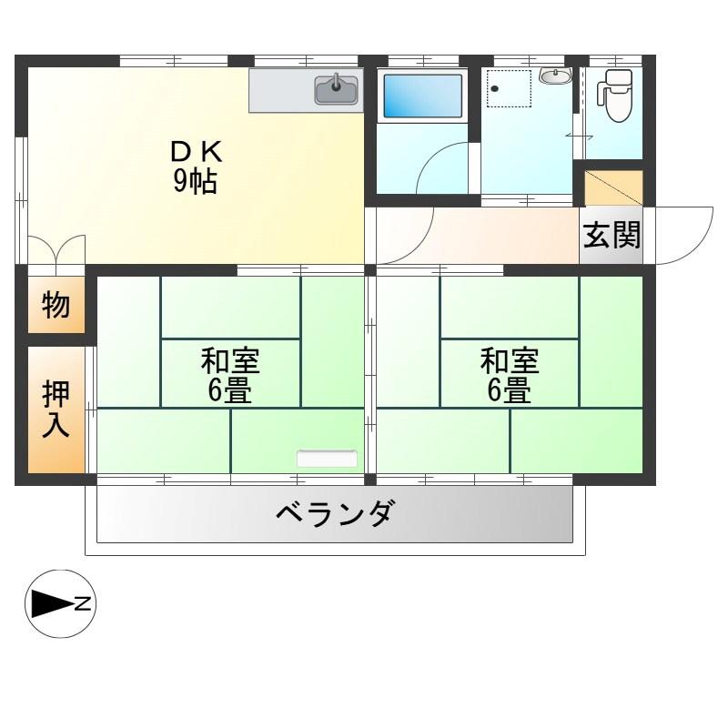 第二橋本マンション(2DK/2階)の間取り写真