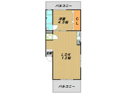 津崎マンション(1LDK/3階)の間取り写真
