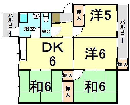 杭瀬団地27号棟(4DK/4階)の間取り写真
