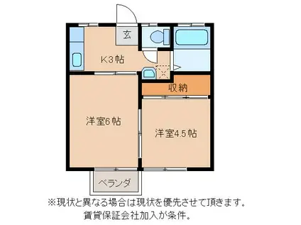 千代田ハイツA(2K/2階)の間取り写真