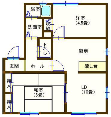 ラフォーレ福居8(2LDK/1階)の間取り写真