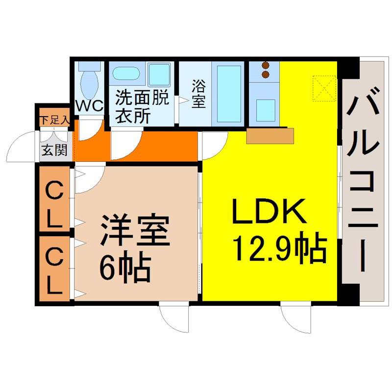 サンク栄みなみマンション(1LDK/4階)の間取り写真