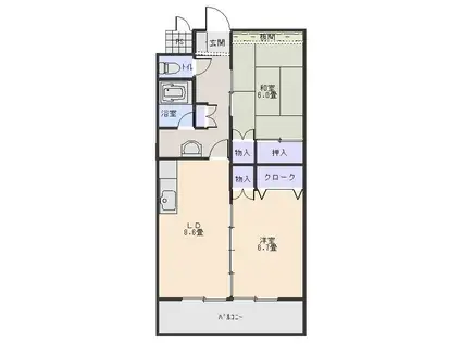 ラフォーレ・ヤハギ(2LDK/2階)の間取り写真