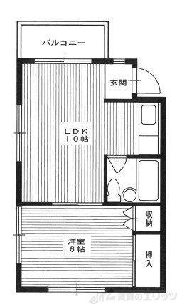 隆起ハイツ(1LDK/1階)の間取り写真