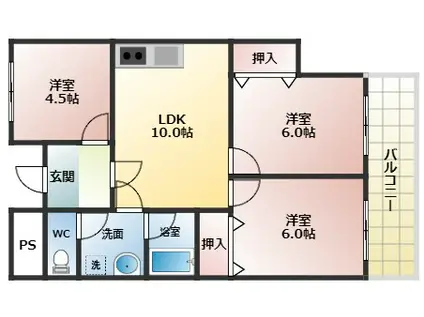 グローバル伸和(3LDK/2階)の間取り写真