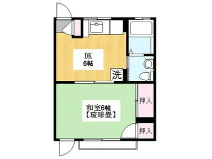 小田急線 下北沢駅 徒歩3分 2階建 築44年(1DK/2階)の間取り写真
