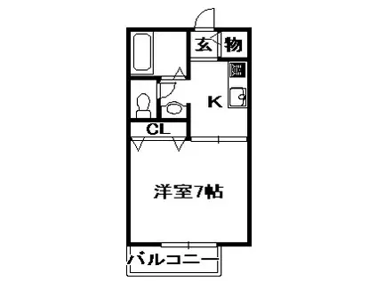 下坊マンション(1K/1階)の間取り写真