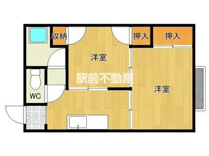 西蔵アパートA(2DK/2階)の間取り写真