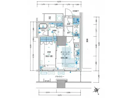 ザ・パークハウス西新宿タワー60(1LDK/42階)の間取り写真