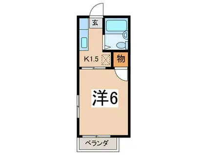 ファミーユ岡沢(1K/1階)の間取り写真