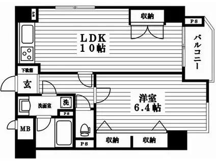 エクセルシオール新宿(1LDK/6階)の間取り写真