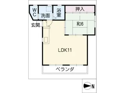 ハイツサカエ(1LDK/3階)の間取り写真
