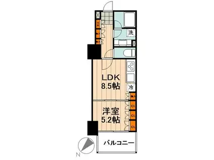 マークスタワー(1LDK/9階)の間取り写真