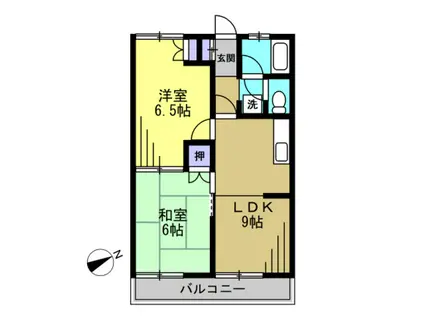 サニーコート山崎(2LDK/2階)の間取り写真