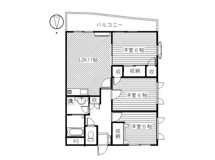 ラ・ディファンスミキ(3LDK/2階)の間取り写真