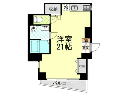 シティハイツ川崎(ワンルーム/3階)の間取り写真