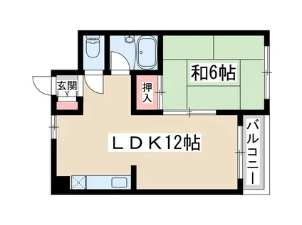 ピア土江PARTⅡ(1LDK/4階)の間取り写真