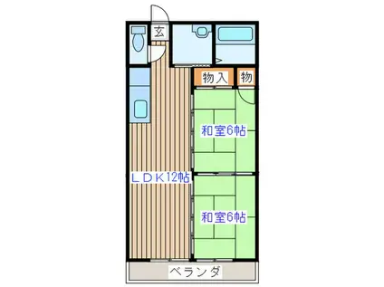 メルシーハイツ飯田B(2LDK/1階)の間取り写真