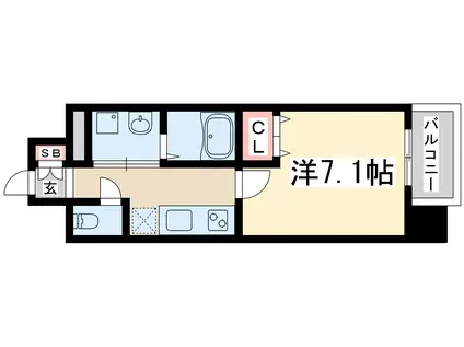 プランドール新大阪サウスレジデンス(1K/6階)の間取り写真