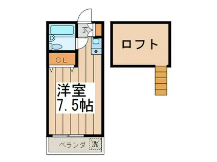 ベルローズ・石神井台(ワンルーム/2階)の間取り写真